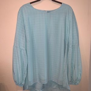 INVESTMENTS II sea-foam green long sleeve blouse